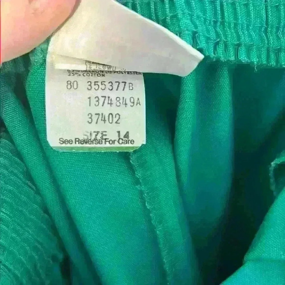 Vintage Green Pleated A-Line Skirt - Picture 5 of 5